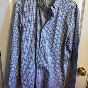 Banana Republic Men's Blue and White Plaid Shirt